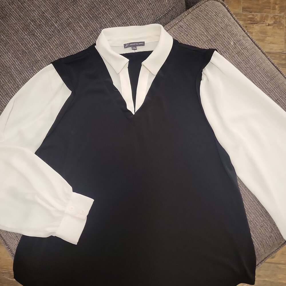 Adrianna Papell Layered Look Twofer Sweater Blouse Top